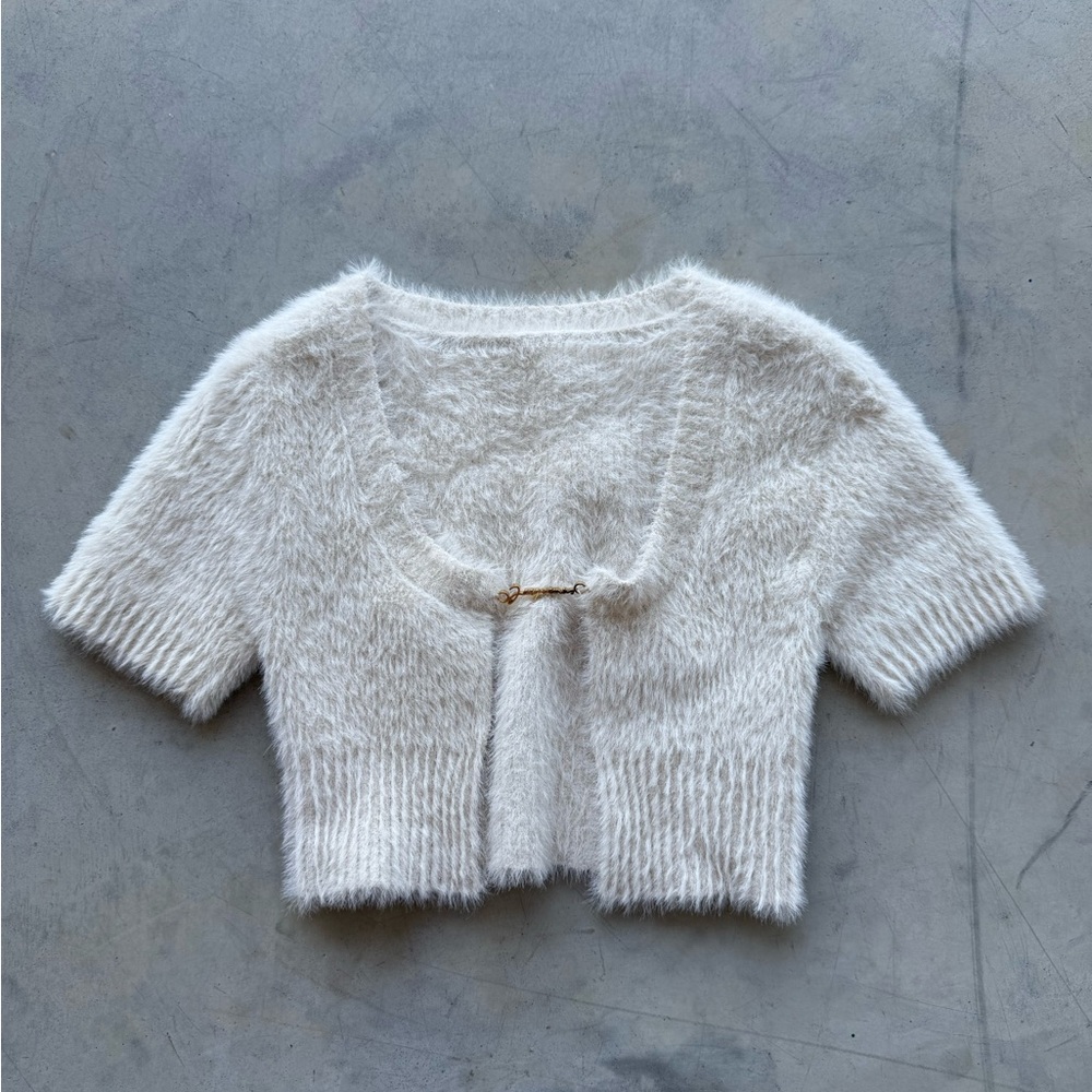 Jacquemus white fuzzy top